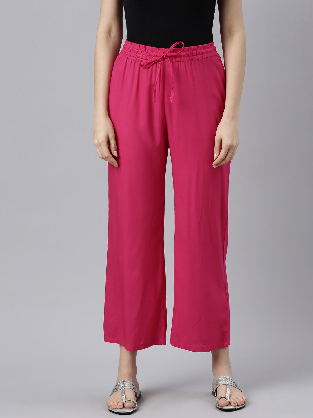 

Souchii Women Mid Rise Straight Ethnic Palazzos, Magenta