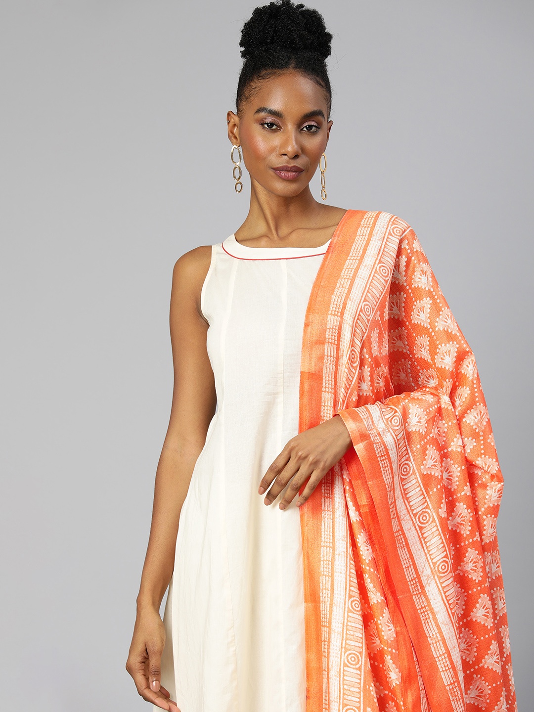 

Rani Saahiba Ethnic Motifs Printed Art Silk Dupatta, Orange