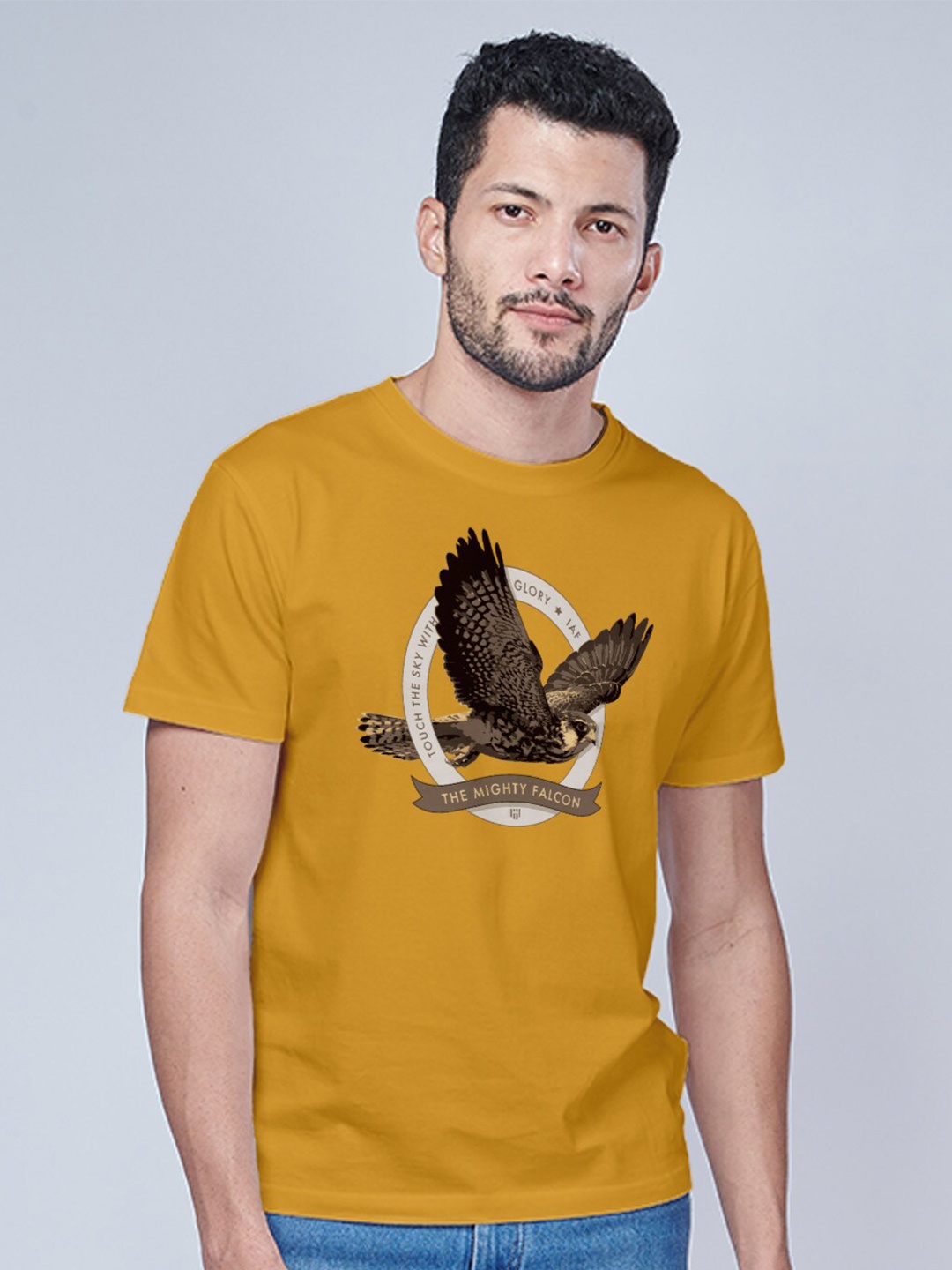 

Aero Armour Unisex Graphic Printed Pure Cotton T-shirt, Yellow