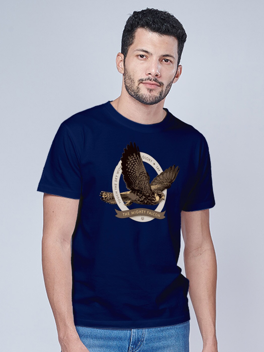 

Aero Armour Unisex Graphic Printed Pure Cotton T-shirt, Navy blue