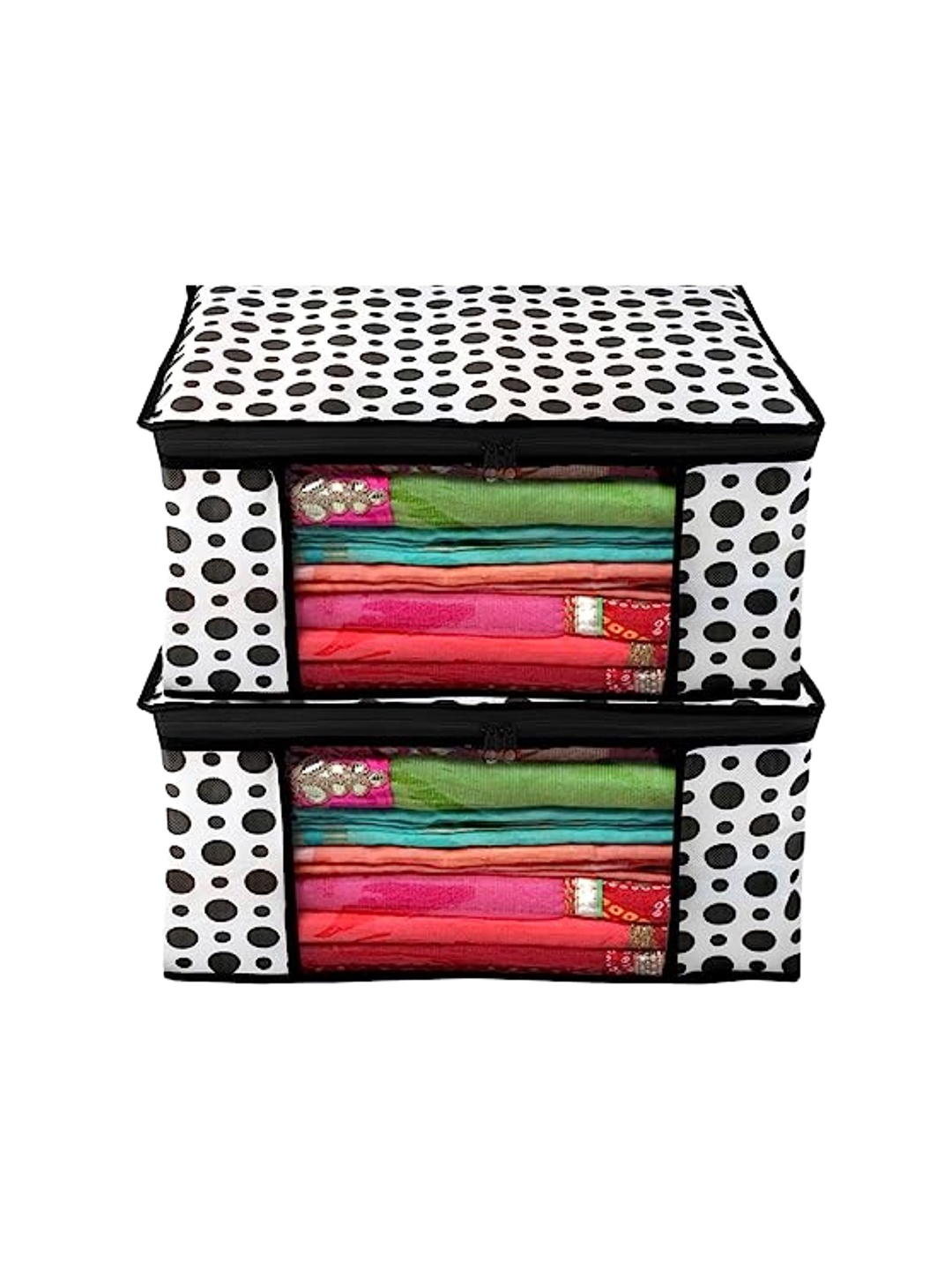 

Fashion Bizz Black & White 4 Pieces Polka Dot Printed Cotton Organisers