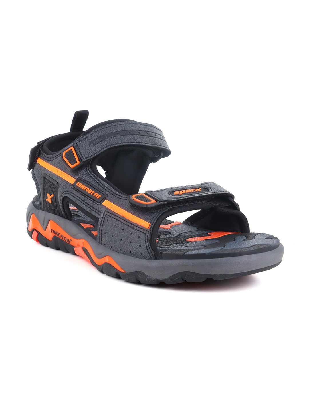 

Sparx Men Textured Floater Sports Sandals, Black