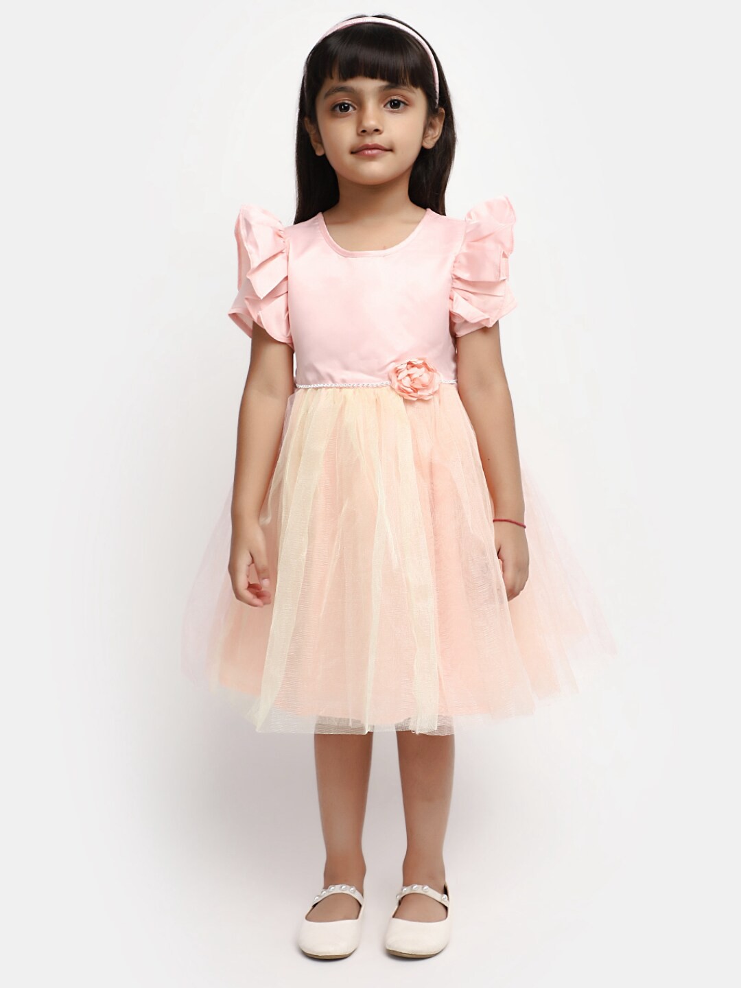 

V-Mart Girls Round Neck Cotton A-Line Dress, Pink