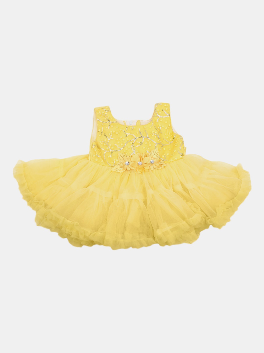 

V-Mart Infants Kids Embellished Sleeveless Sequinned Fit & Flare Dress, Yellow