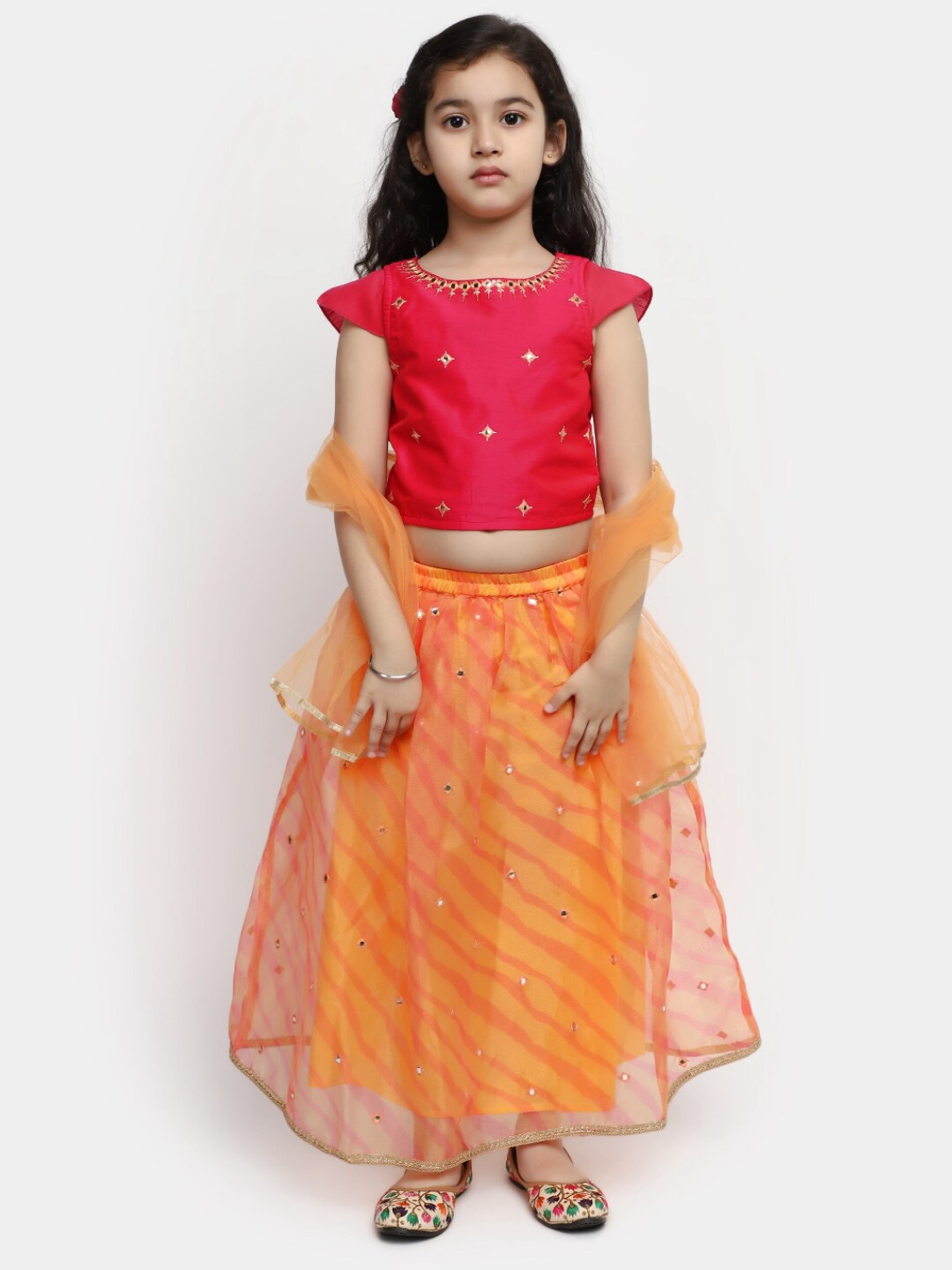 

V-Mart Orange Floral Fit & Flare Dress