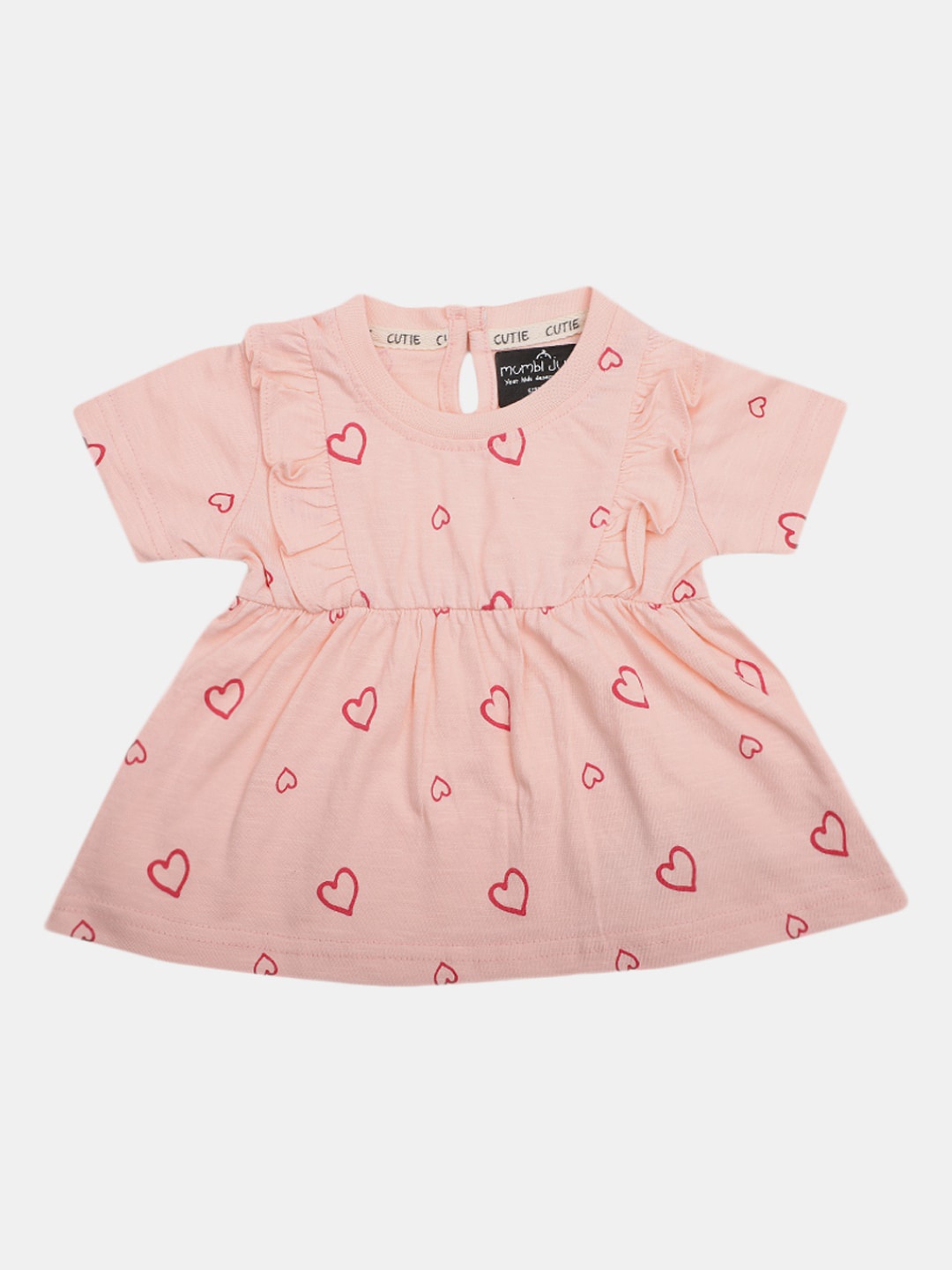 

V-Mart Infant Girls Conversational Printed Cotton Fit & Flare Dress, Pink
