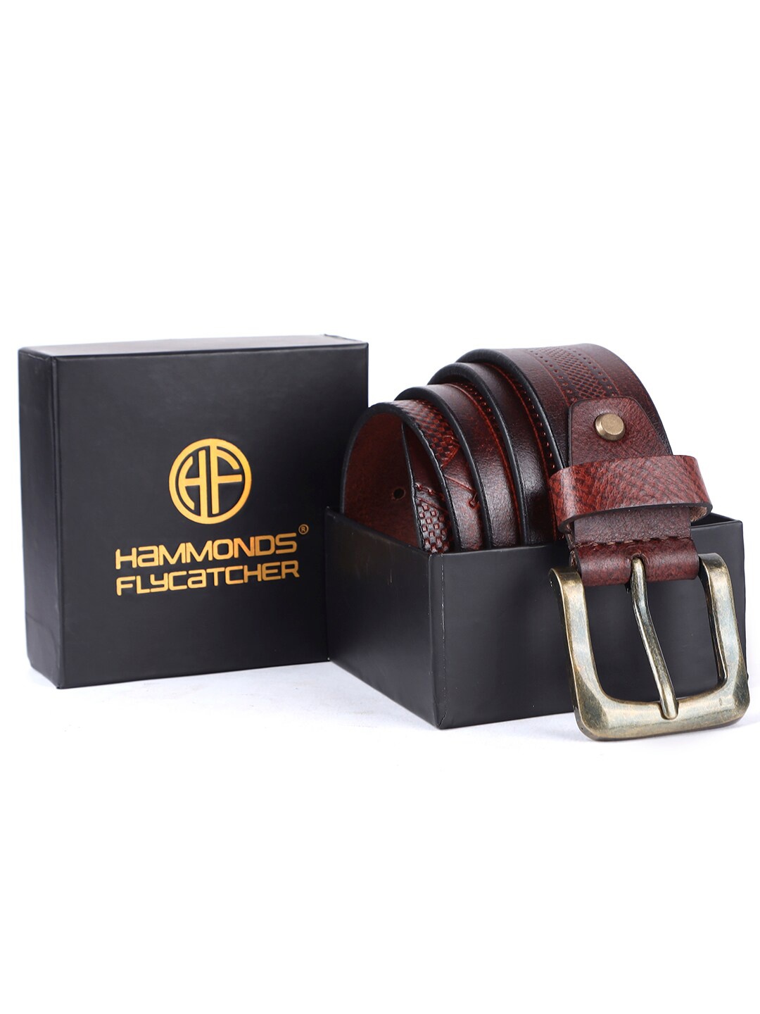 

HAMMONDS FLYCATCHER Men Textured Wide Leather Belt, Brown