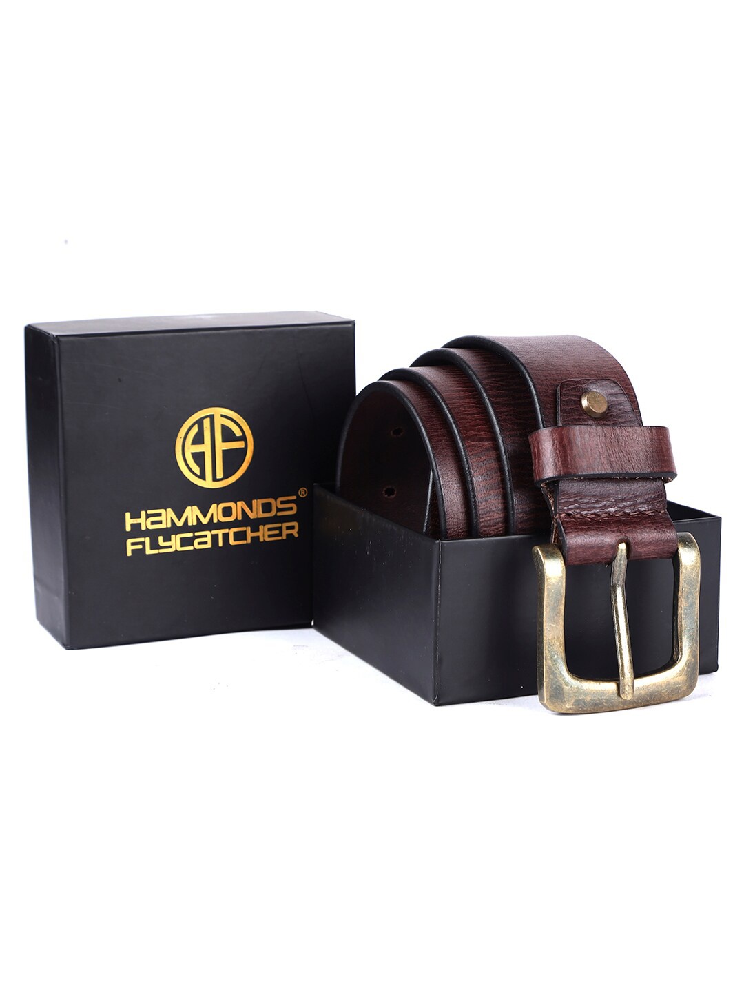 

HAMMONDS FLYCATCHER Men Slim Textured Leather Belt, Brown