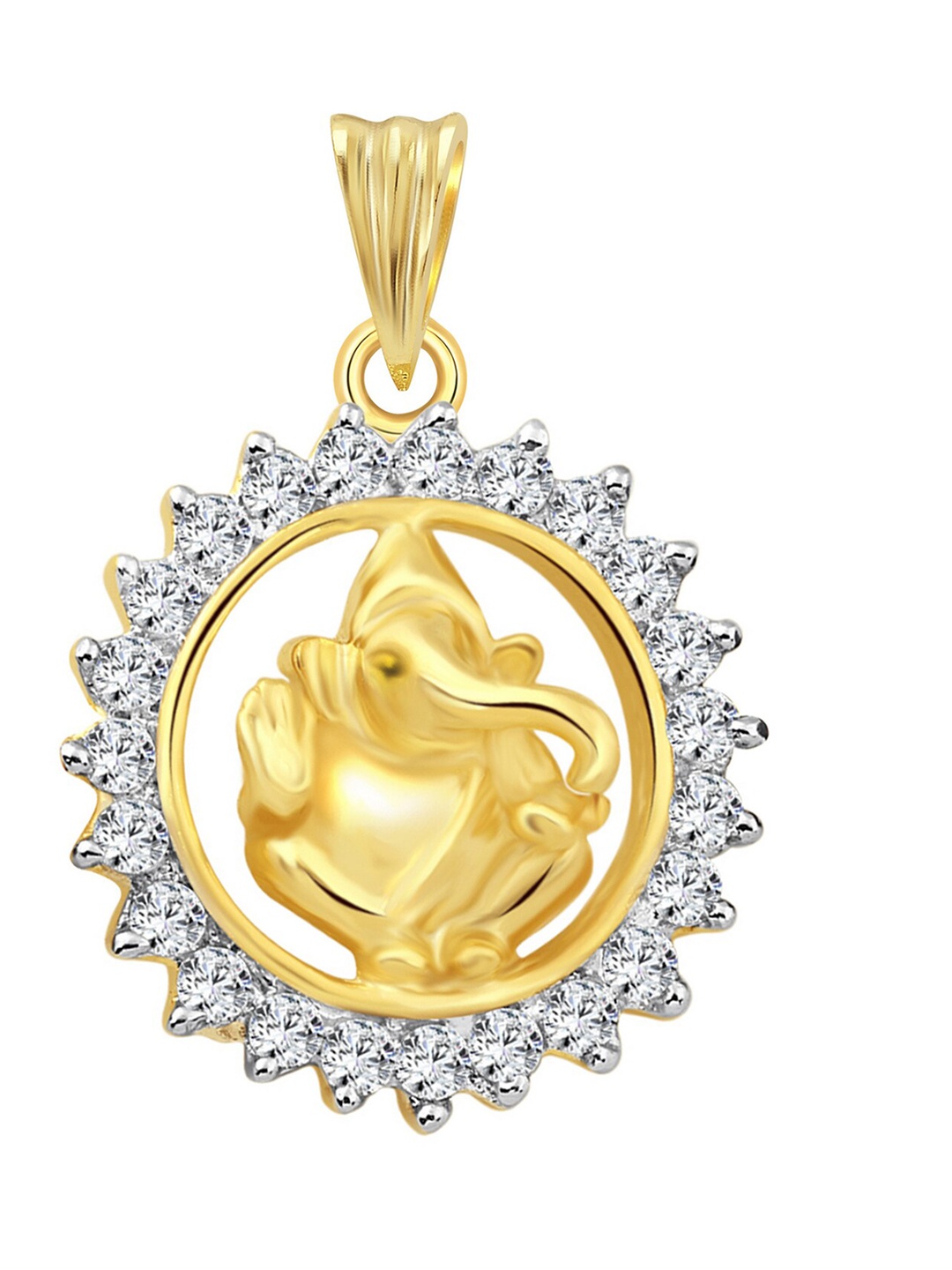 

Vighnaharta Unisex Gold-Plated & Rhodium-Plated CZ-Studded Round Pendant