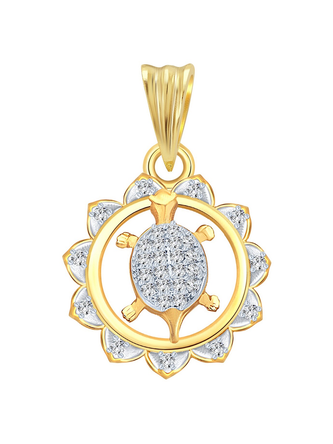 

Vighnaharta Gold & Rhodium Plated CZ-Studded Tortoise Pendant