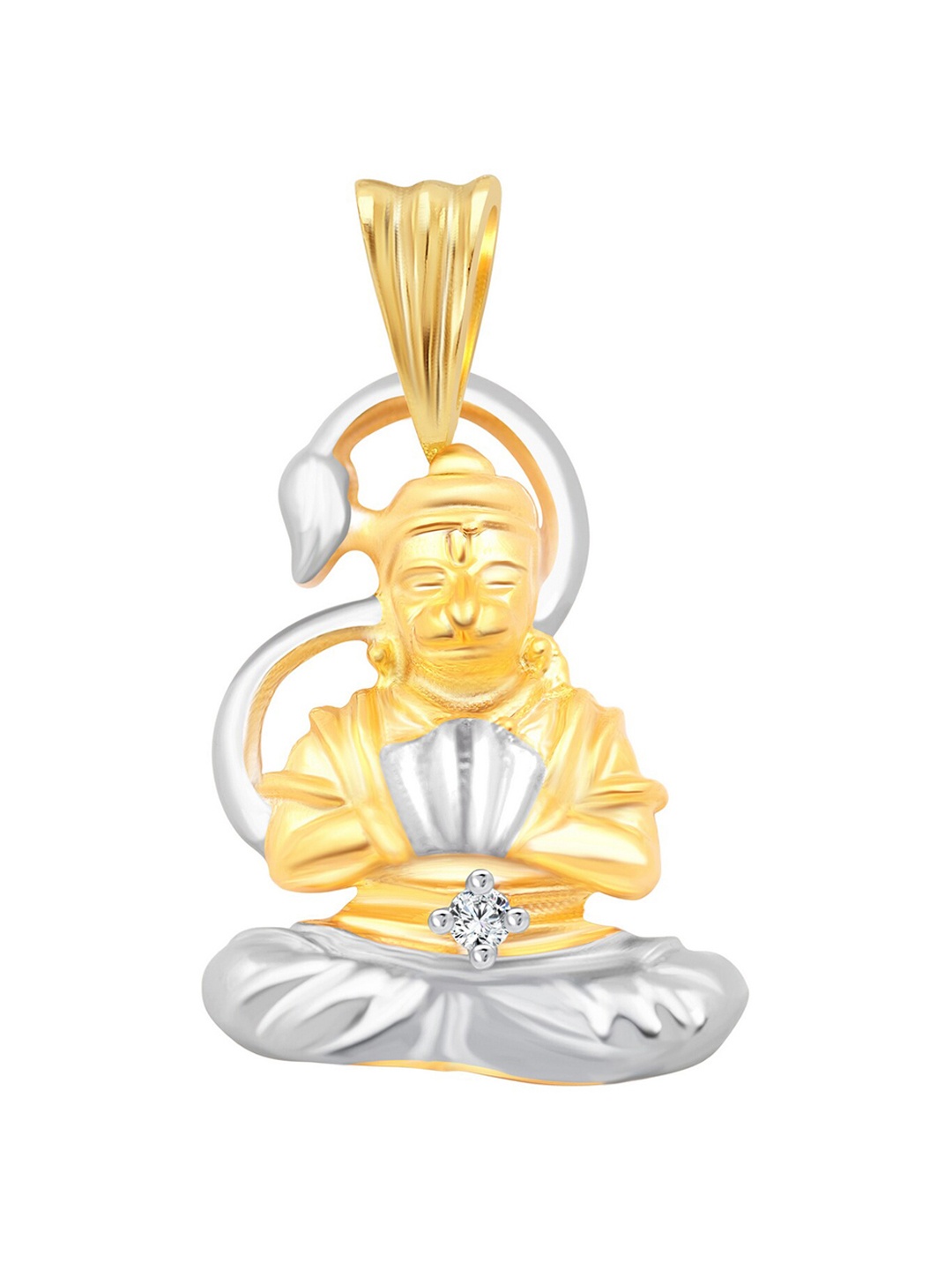

Vighnaharta Gold & Rhodium-plated CZ-Studded Hanuman Pendant