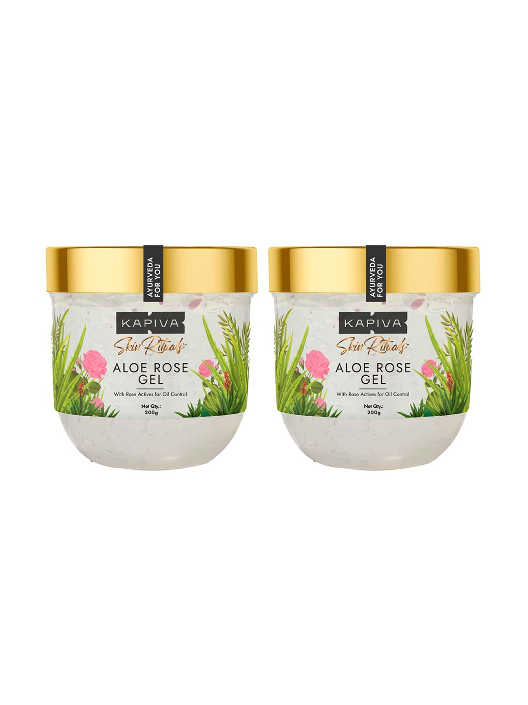 

Kapiva Set of 2 Skin Rituals Aloe Rose Face Gel for Oil Control - 200 g each, White