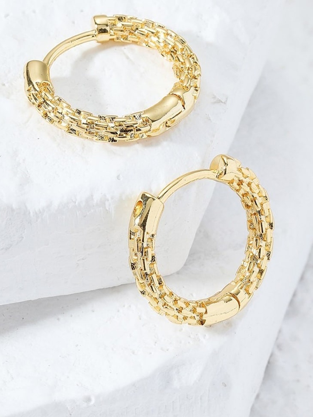 

MYKI Stainless Steel Contemporary Hoop Earrings, Gold
