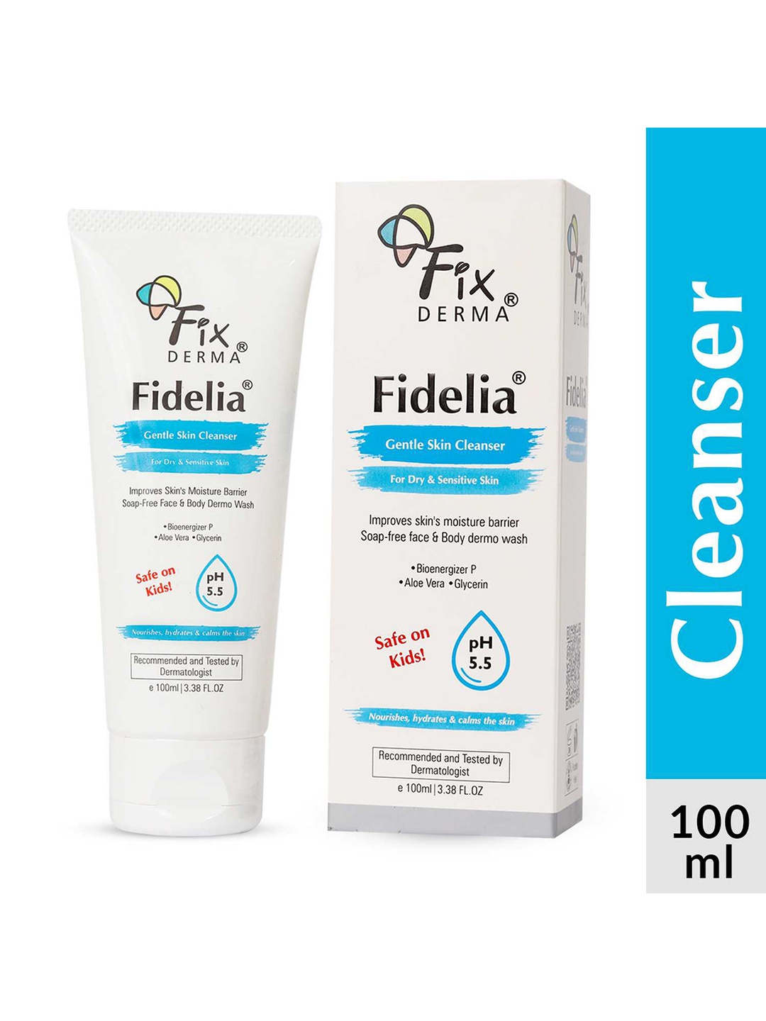 

FIXDERMA Fidelia pH 5.5 Gentle Skin Cleanser For Dry & Sensitive Skin - 100ml, White