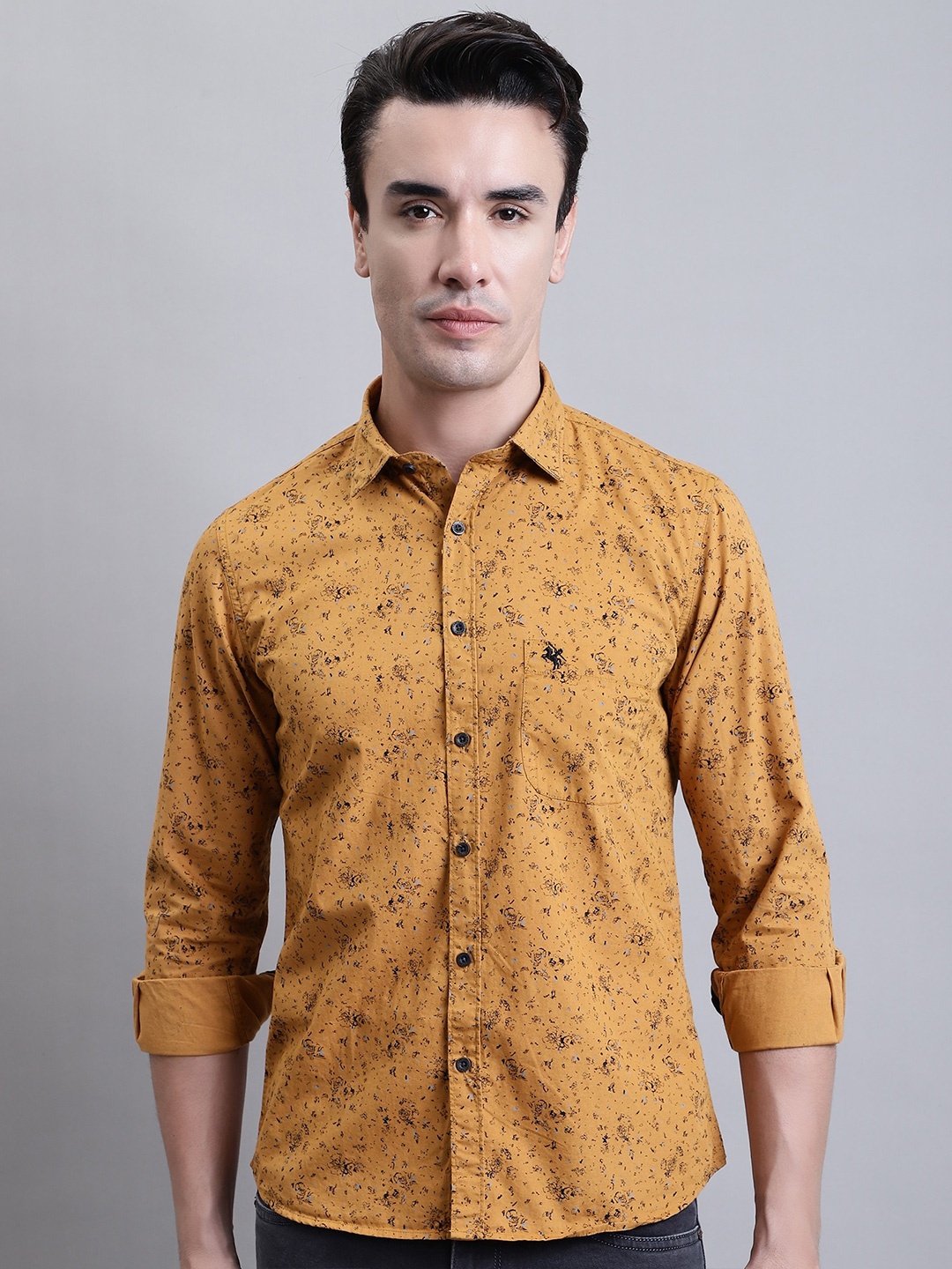 

Cantabil Comfort Floral Printed Opaque Cotton Casual Shirt, Mustard