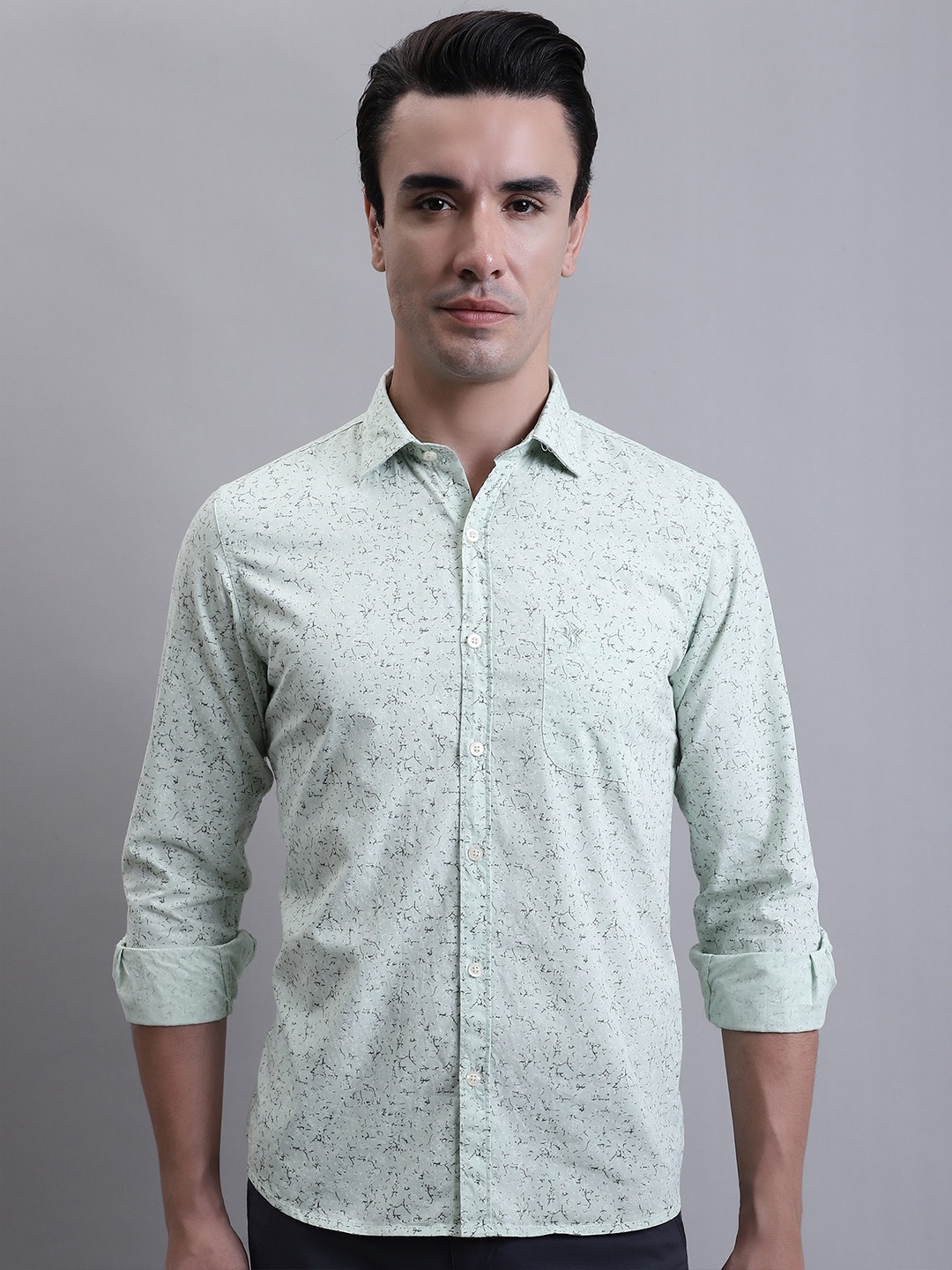 

Cantabil Comfort Abstract Opaque Printed Cotton Casual Shirt, Green