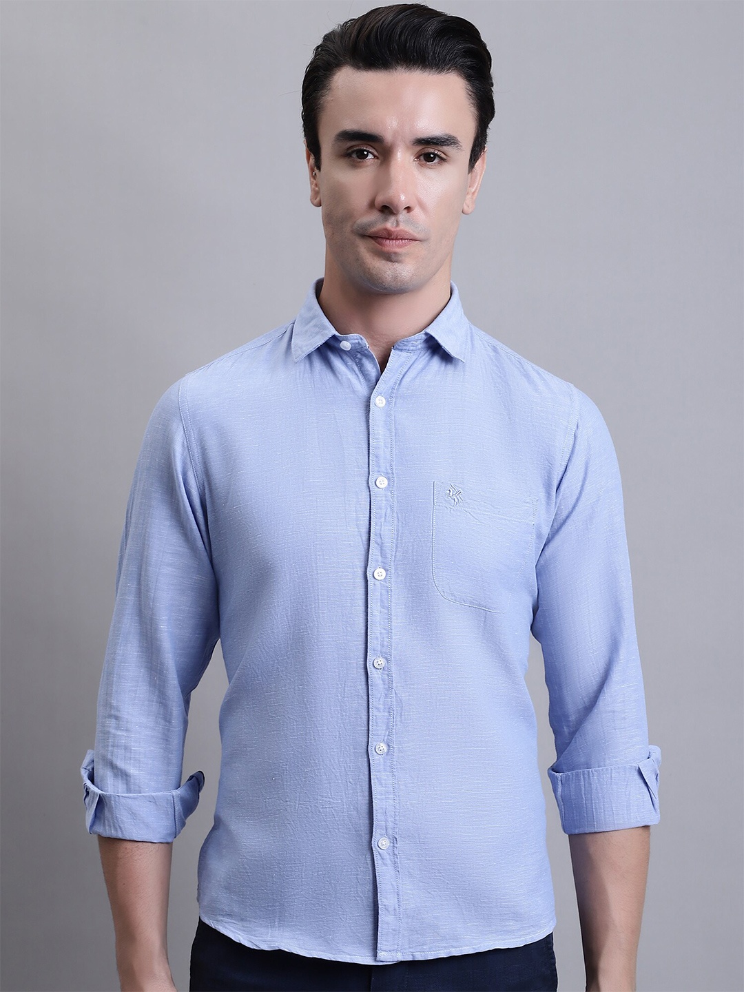 

Cantabil Comfort Opaque Cotton Linen Casual Shirt, Blue