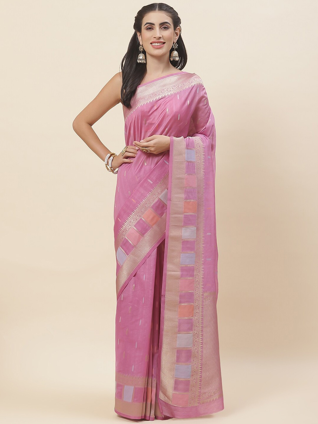

Meena Bazaar Woven Design Zari Detailed Art Silk Saree, Purple