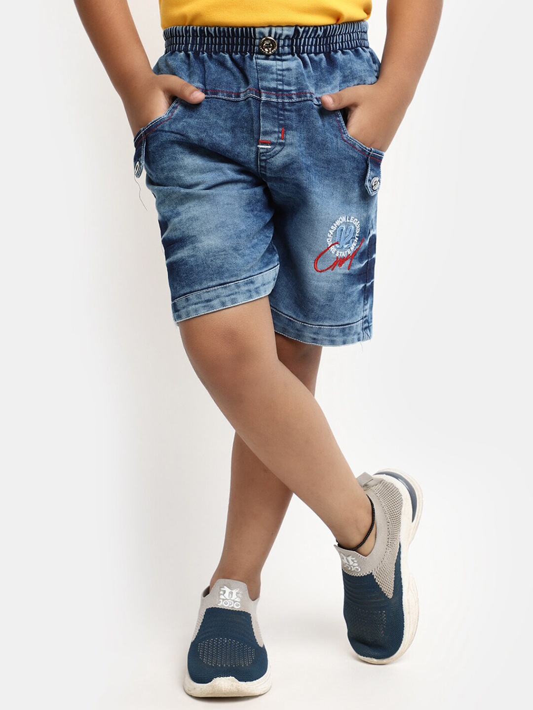 

V-Mart Boys Washed Cotton Denim Shorts, Blue