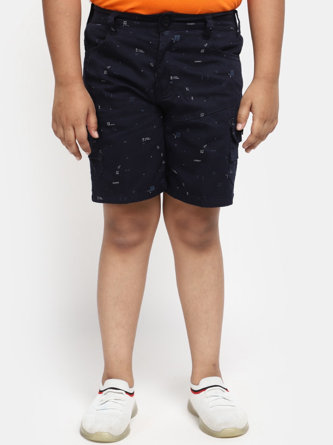 

V-Mart Boys Conversational Printed Cotton Cargos Shorts, Blue