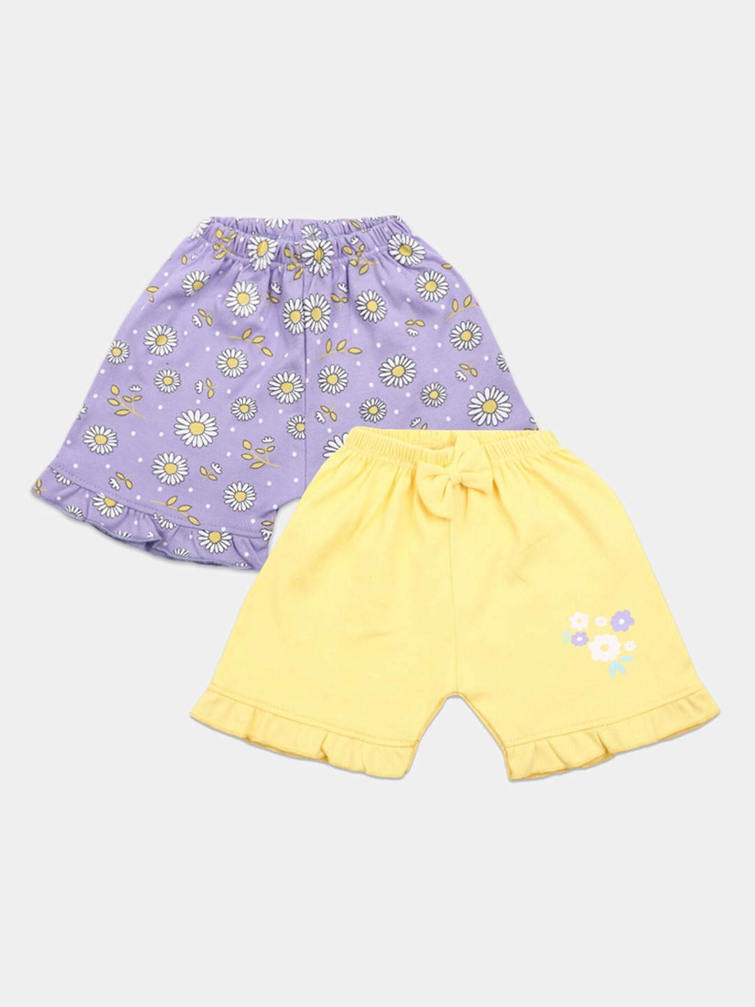 

V-Mart Infants Pack of 2 Floral Printed Cotton Shorts, Purple