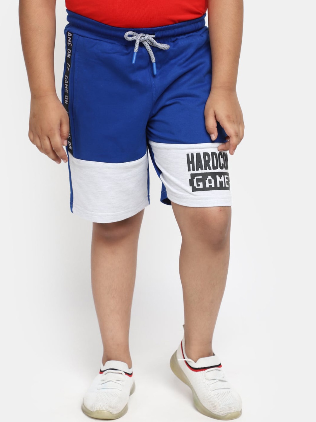 

V-Mart Boys Colourblocked Cotton Shorts, Blue