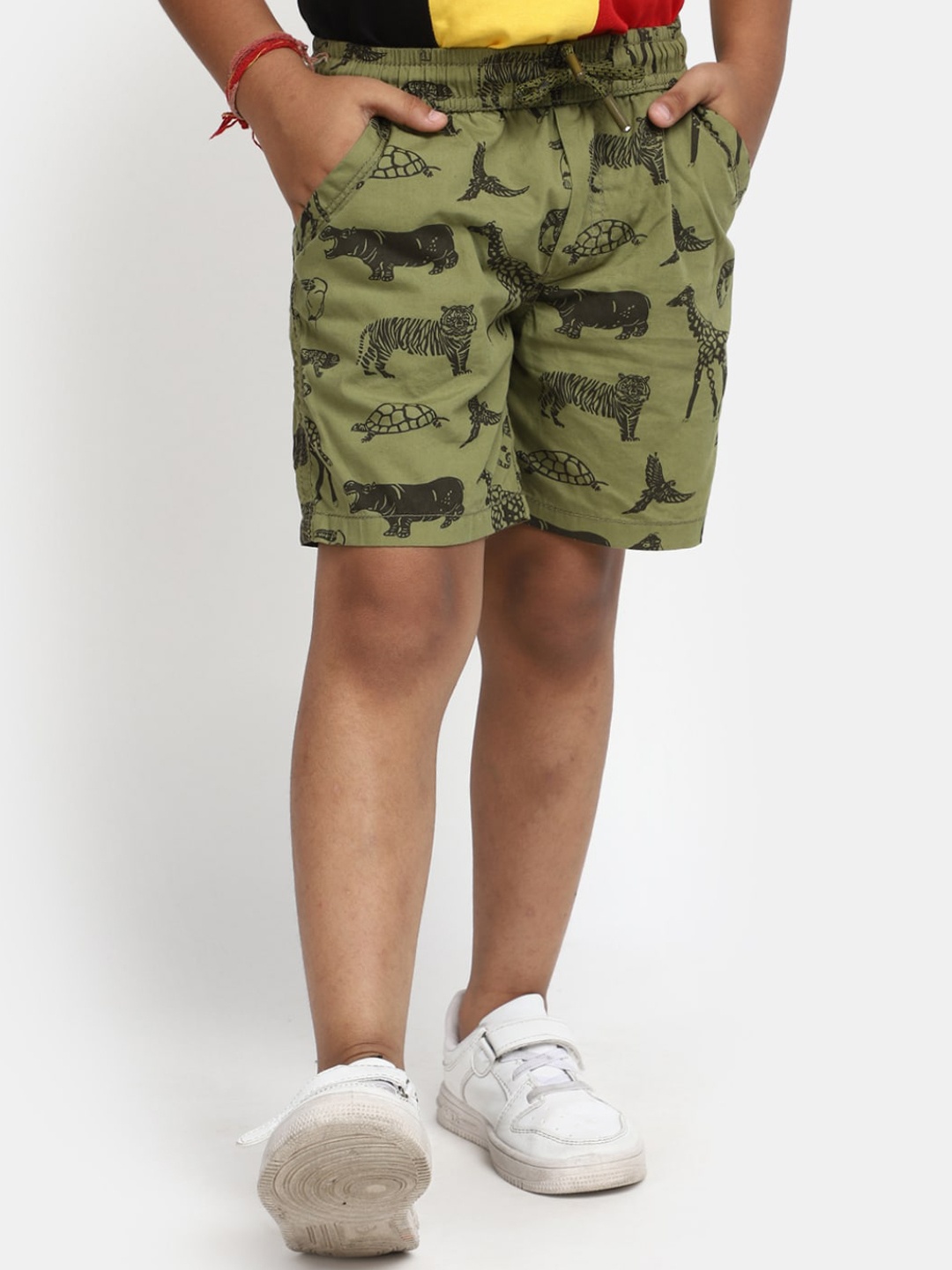

V-Mart Boys Camouflage Printed Cotton Cargo Shorts, Green