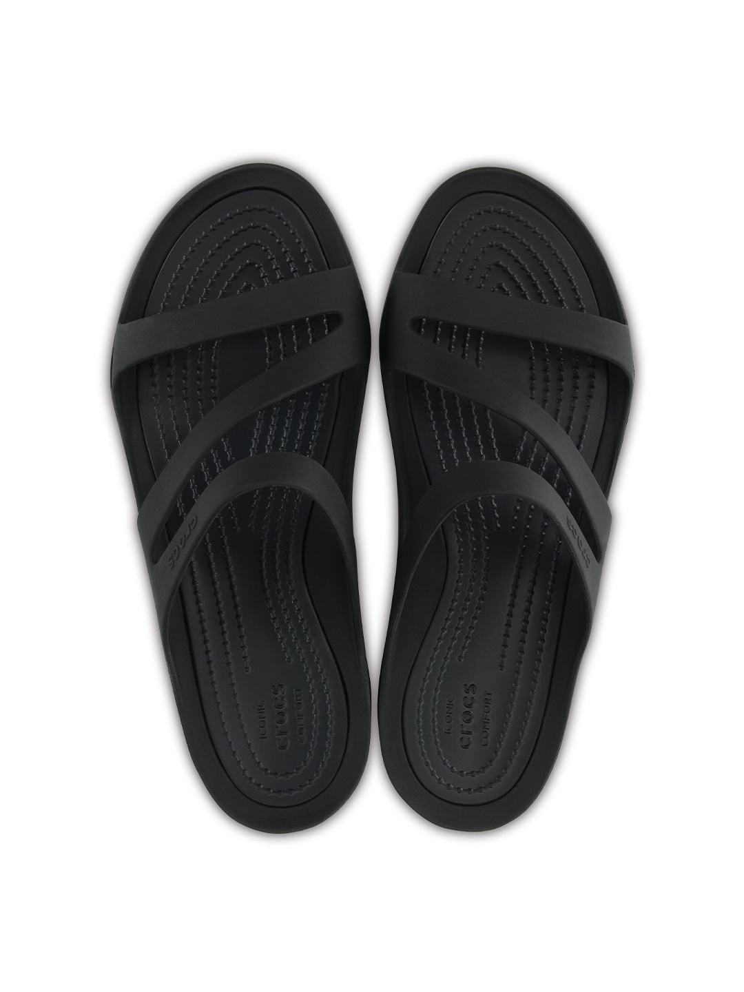 

Crocs Croslite Open Toe Flats, Black