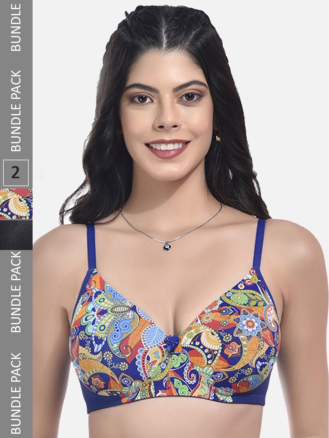 

StyFun Pack Of 2 Full Coverage Lightly Padded Bra, Blue
