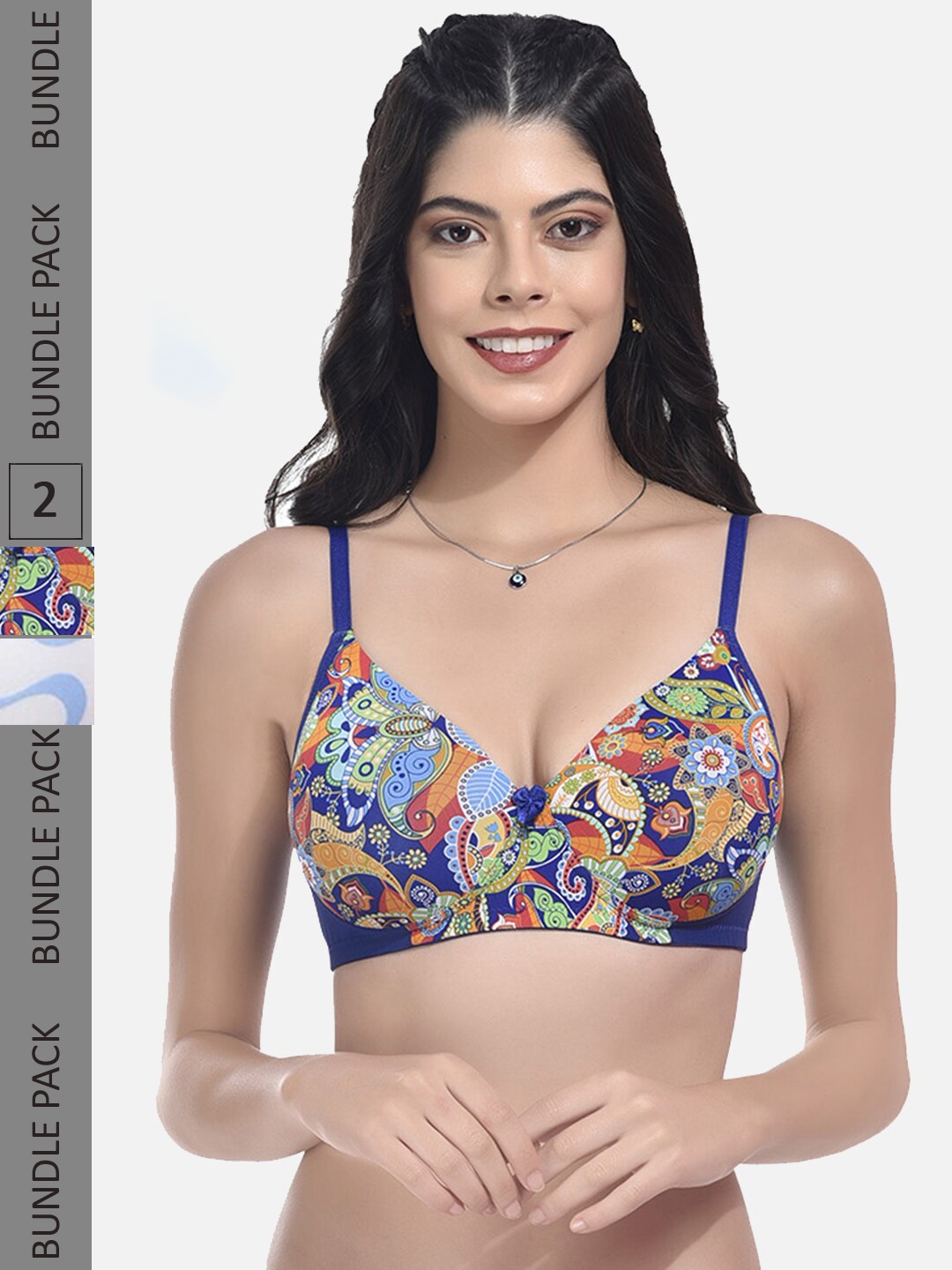 

StyFun Pack Of 2 Full Coverage Lightly Padded Bra With All Day Comfort, Blue
