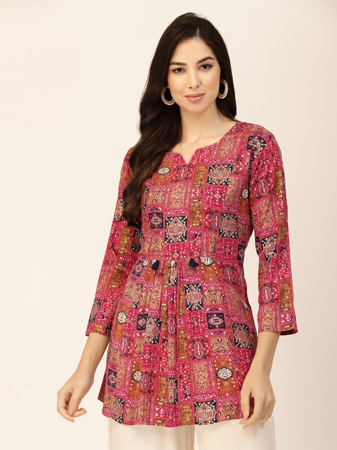 

Sangria Printed Modal A-Line Tunic, Pink