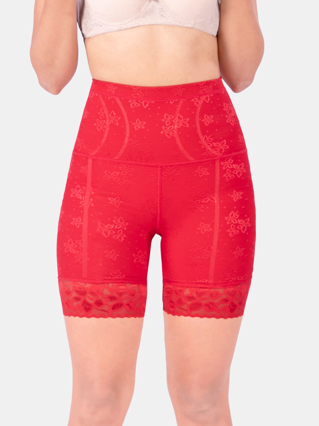 

Dermawear Mini Shaper 2.0 Floral Print Tummy and Thigh Shapewear Red