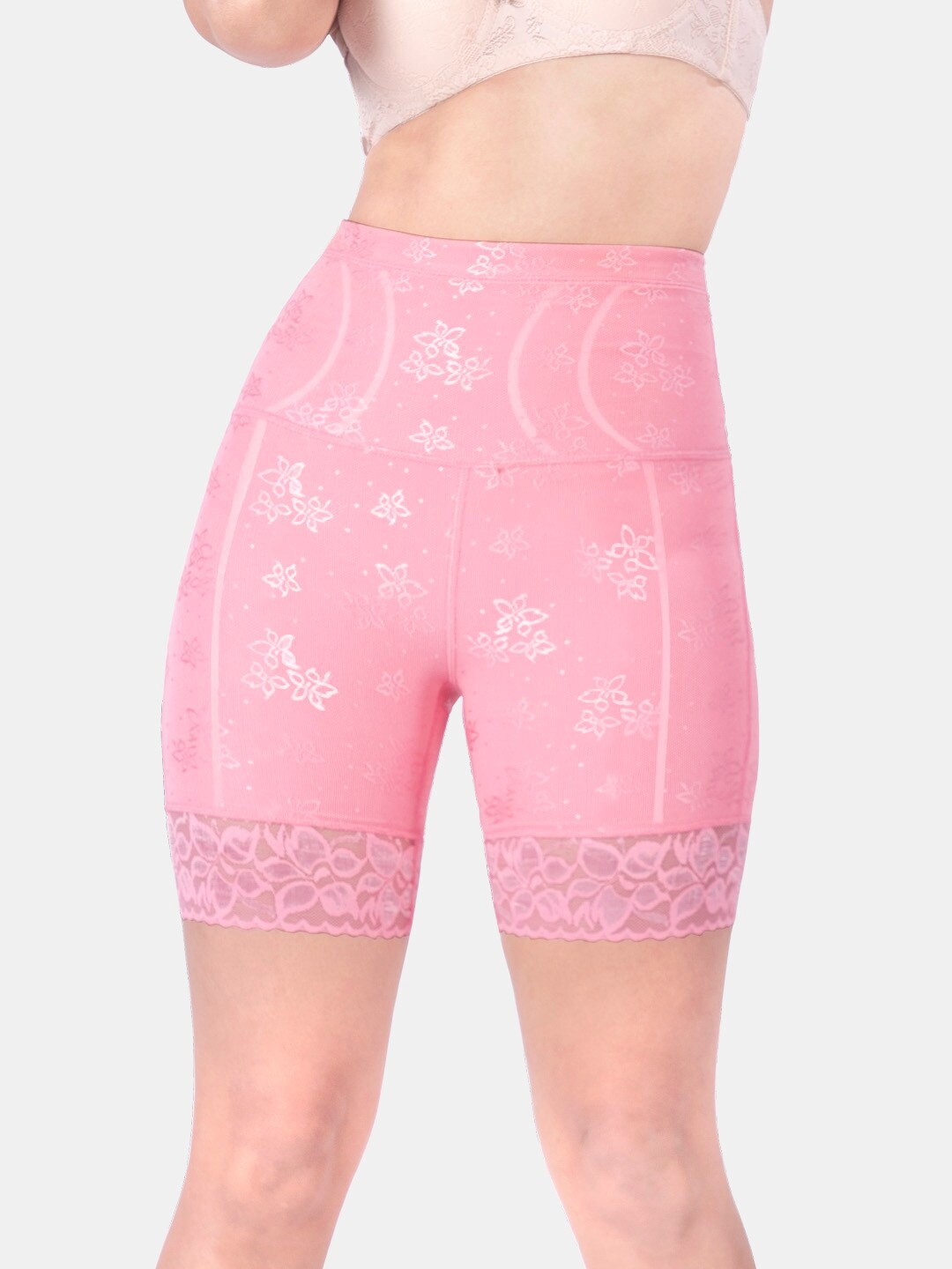 

Dermawear Mini Shaper 2.0 Floral Print Tummy and Thigh Shapewear Light Pink