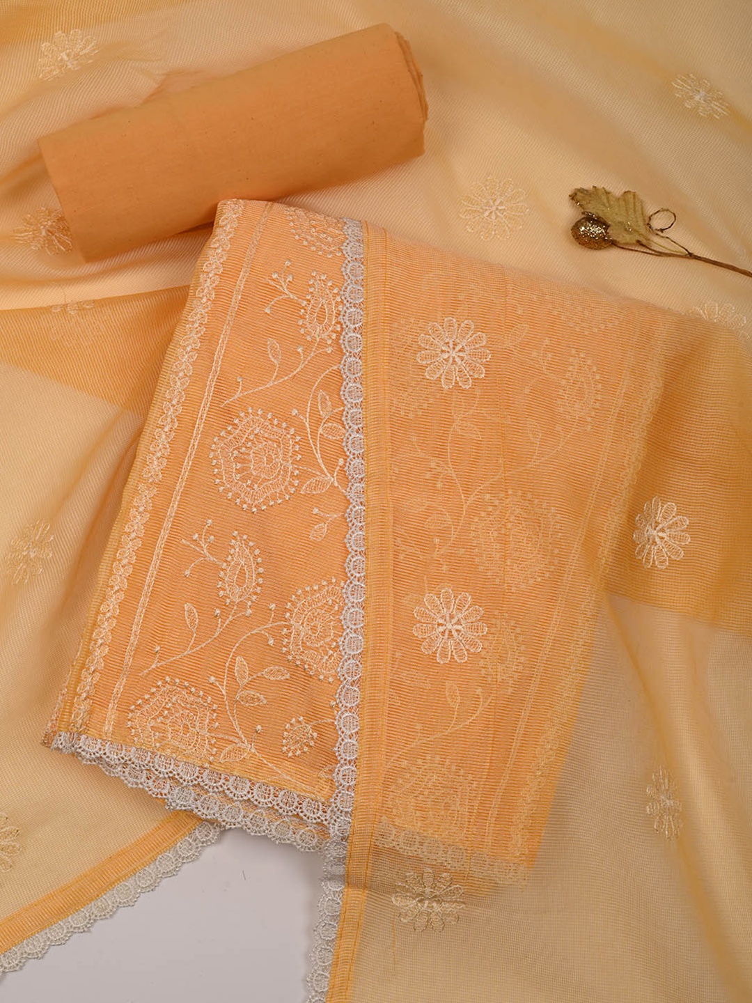 

Meena Bazaar Embroidered Unstitched Dress Material, Orange