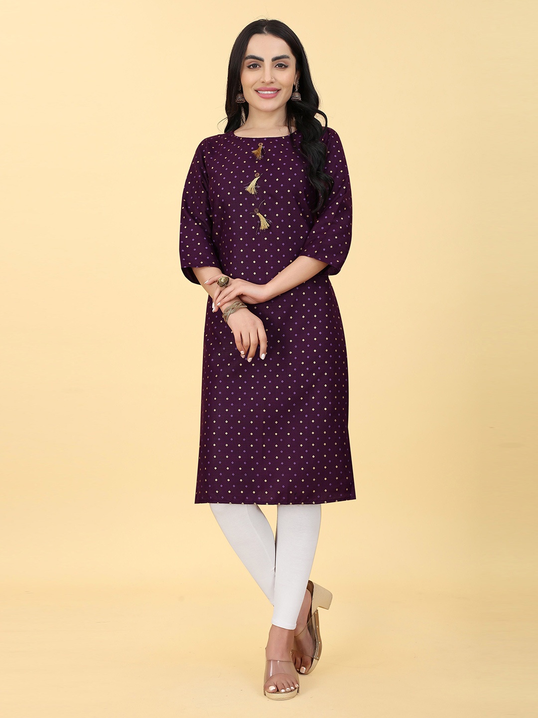 

Kiwie Geometric Printed Kurti, Purple