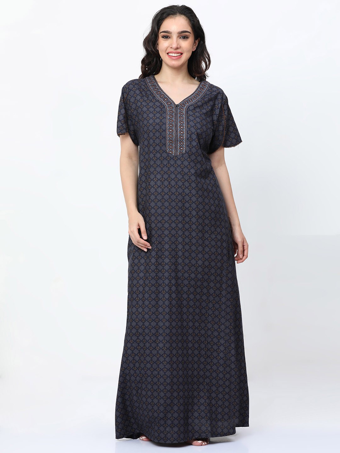 

9shines Label Floral Printed Maxi Nightdress, Blue