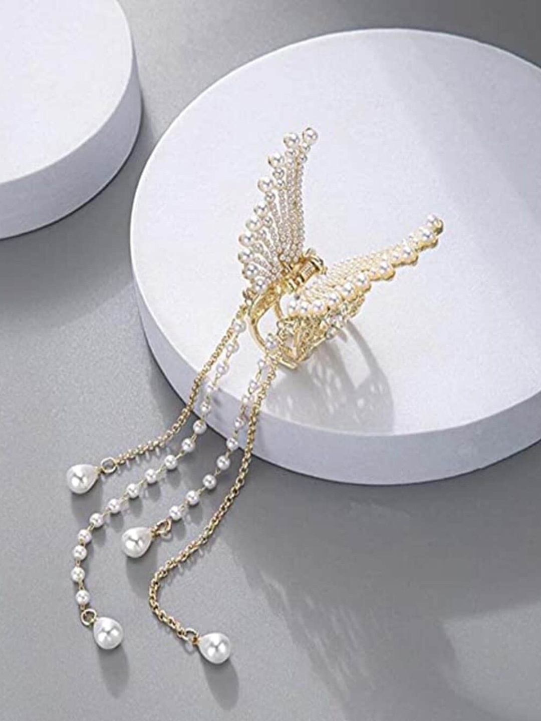 

ANNA CREATIONS Set Of 3 Embellished Metal Claw Clip, Gold