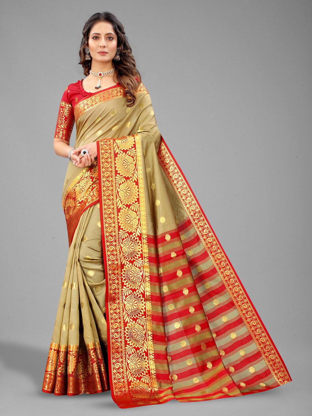 

MOKSHA DESIGNS Woven Design Zari Pure Silk Banarasi Saree, Green