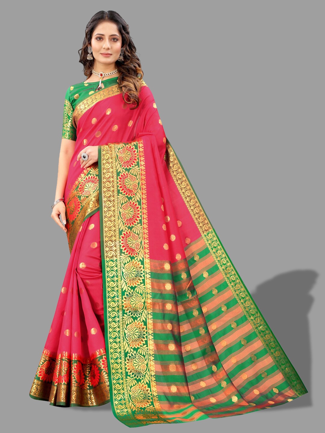 

MOKSHA DESIGNS Woven Design Zari Detailed Pure Silk Banarasi Saree, Pink