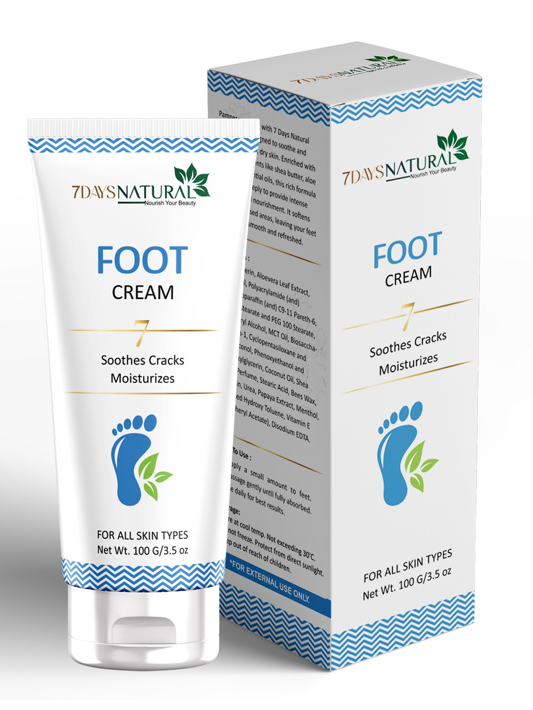 

7 DAYS Foot Heel Crack Remover Cream for Dry & Cracked Heel with Aloe Vera - 100 g, White