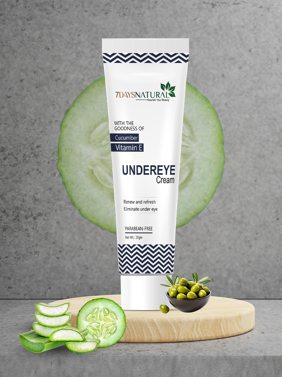 

7 DAYS Under Eye Cream Tube with Cucumber Extract & Vitamin E - 25 g, White