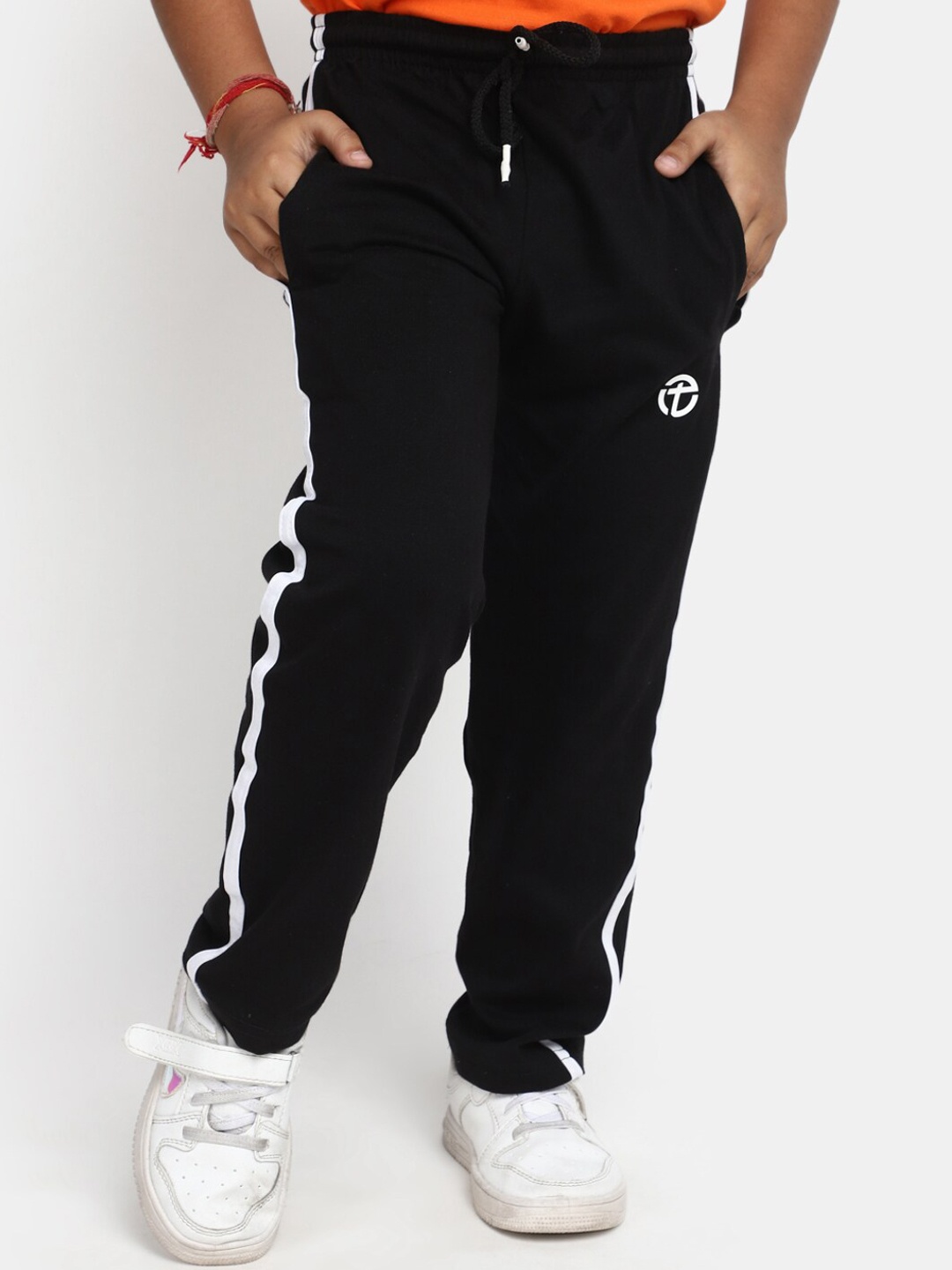 

V-Mart Boys Side Striped Cotton Trackpant, Black