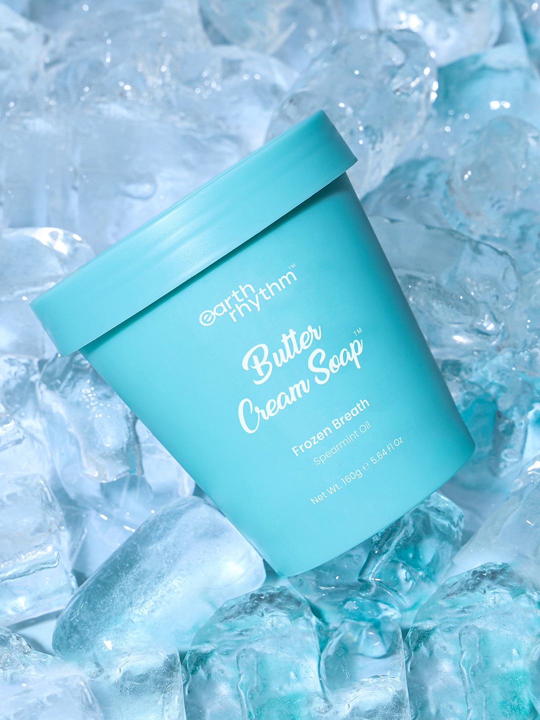 

Earth Rhythm Frozen Breath Butter Cream Soap with Spearmint Oil & Shea Butter - 160g, Blue