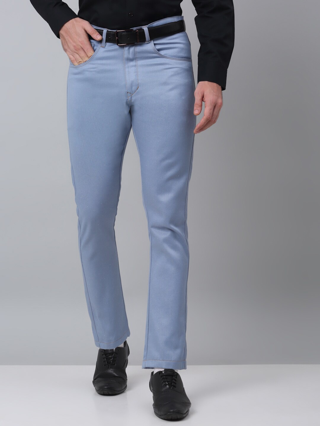 

JAINISH Men Relaxed Tapered Fit Easy Wash Formal Trousers, Blue