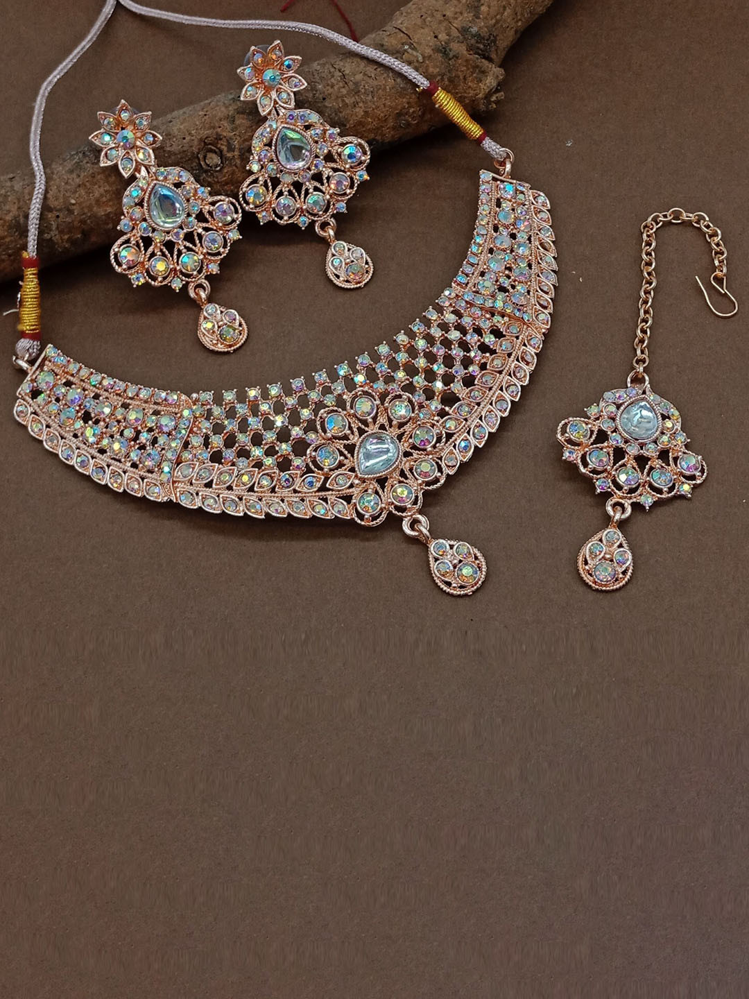 

AASHISH IMITATION Rose Gold-Plated Stone-Studded Jewellery Set