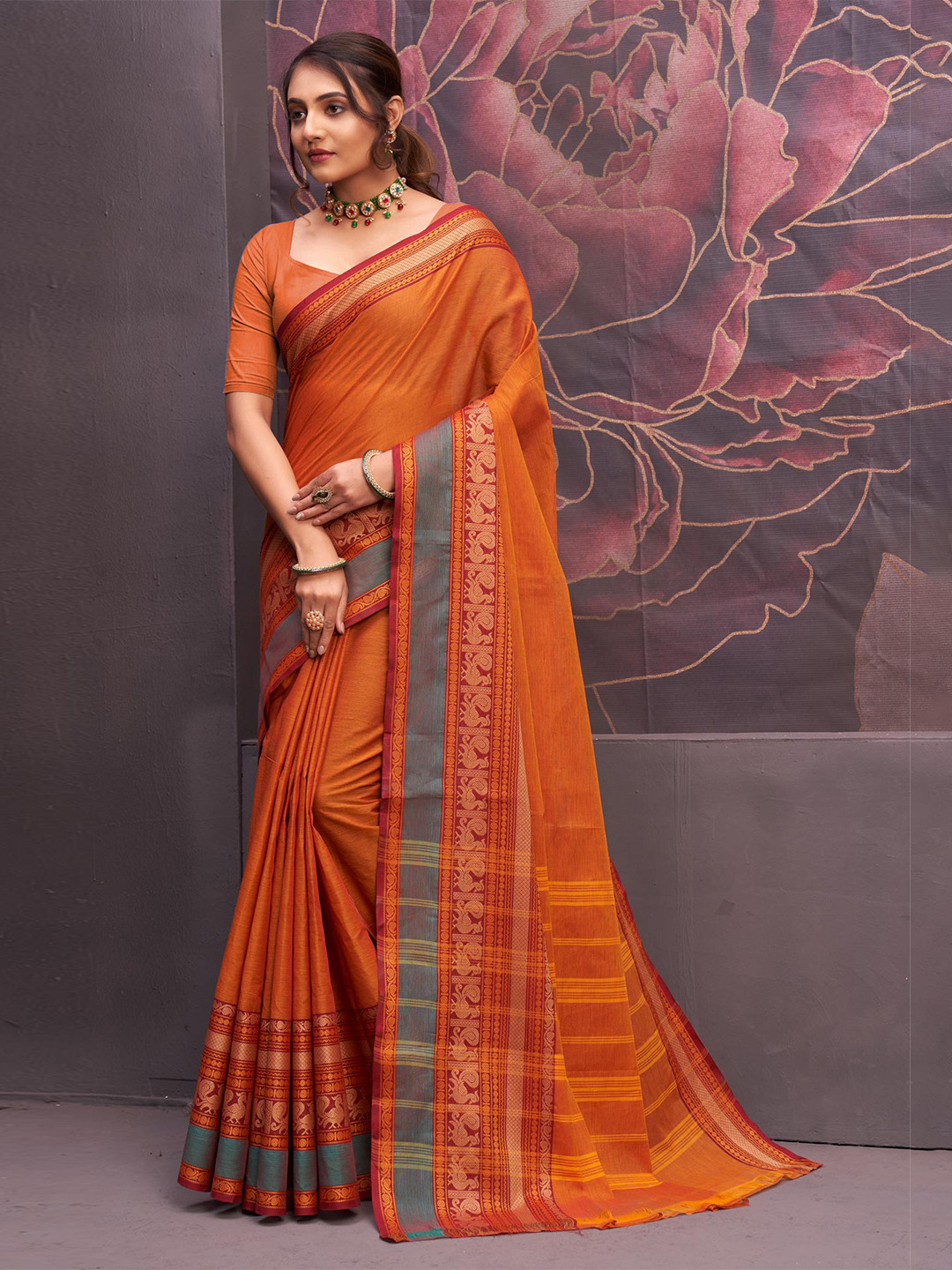 

Unnati Silks Woven Design Pure Cotton Kanjeevaram Saree, Yellow