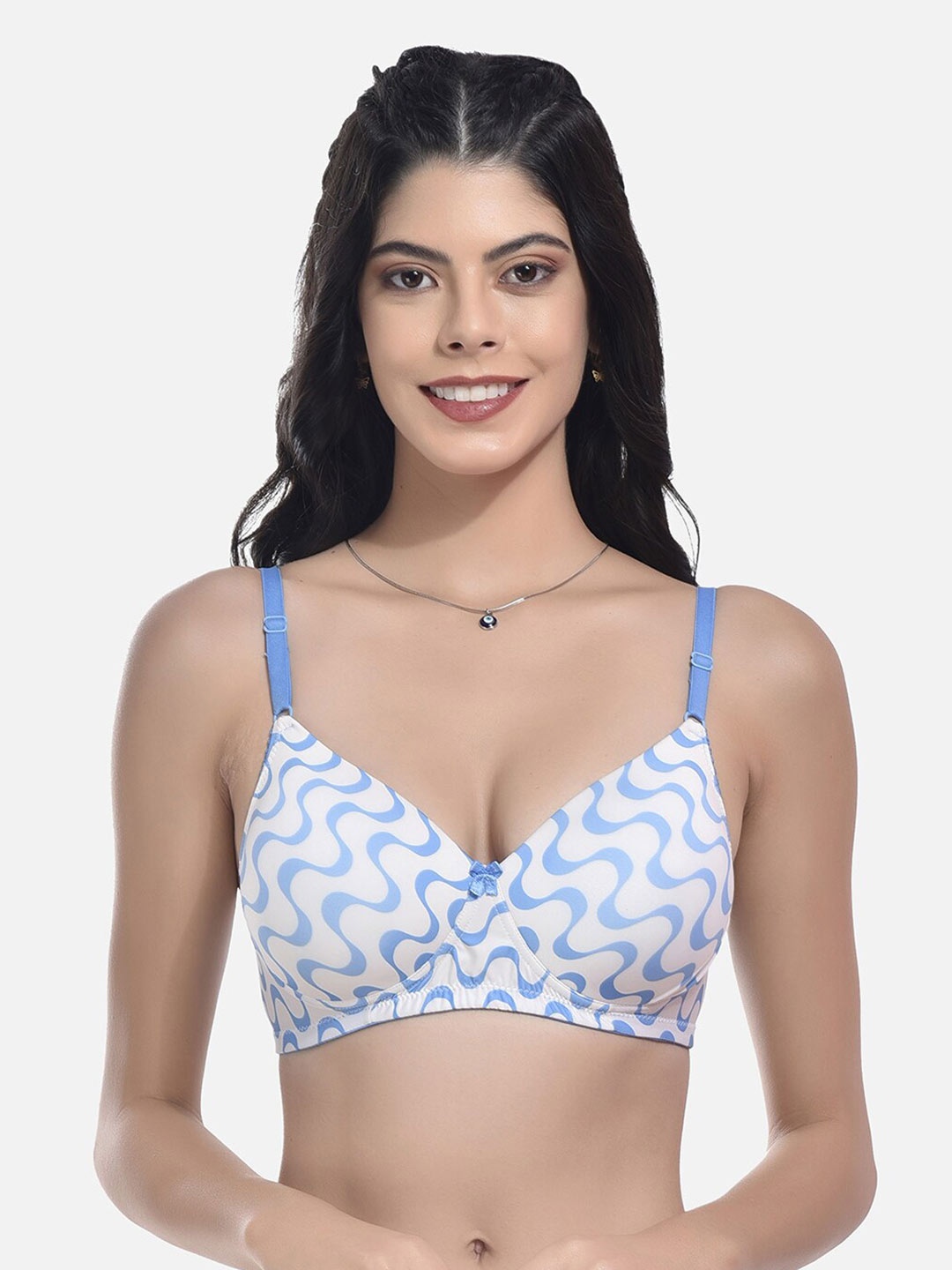 

StyFun Abstract Printed Full Coverage Lightly Padded Non-Wired Bra With All Day Comfort, Blue