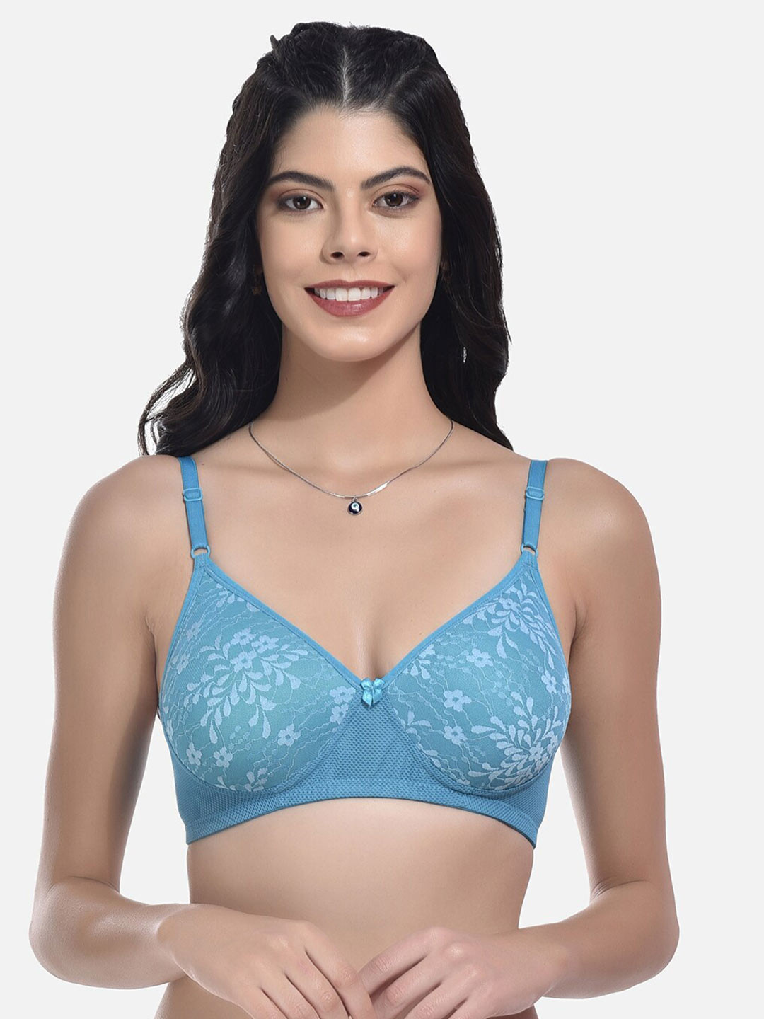 

StyFun Self Design Full Coverage Lightly Padded Non-Wired Bra With All Day Comfort, Blue