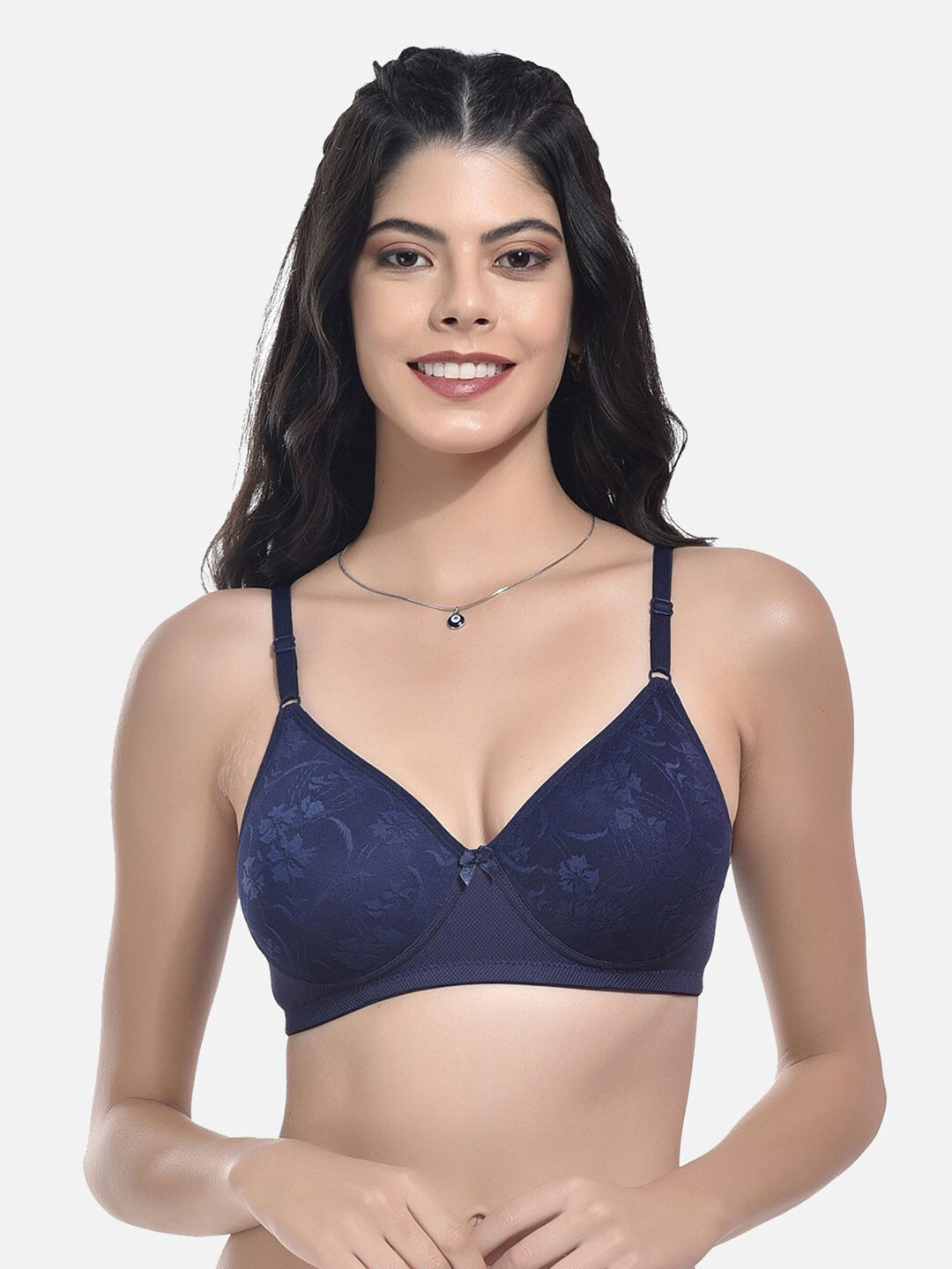 

StyFun Self Design Full Coverage Lightly Padded Non-Wired Bra With All Day Comfort, Blue