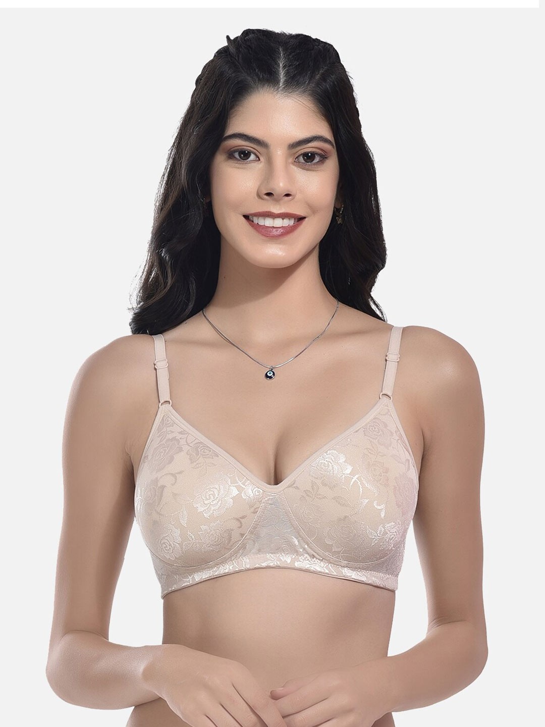 

StyFun Self Design Full Coverage Lightly Padded Non-Wired Bra With All Day Comfort, Beige
